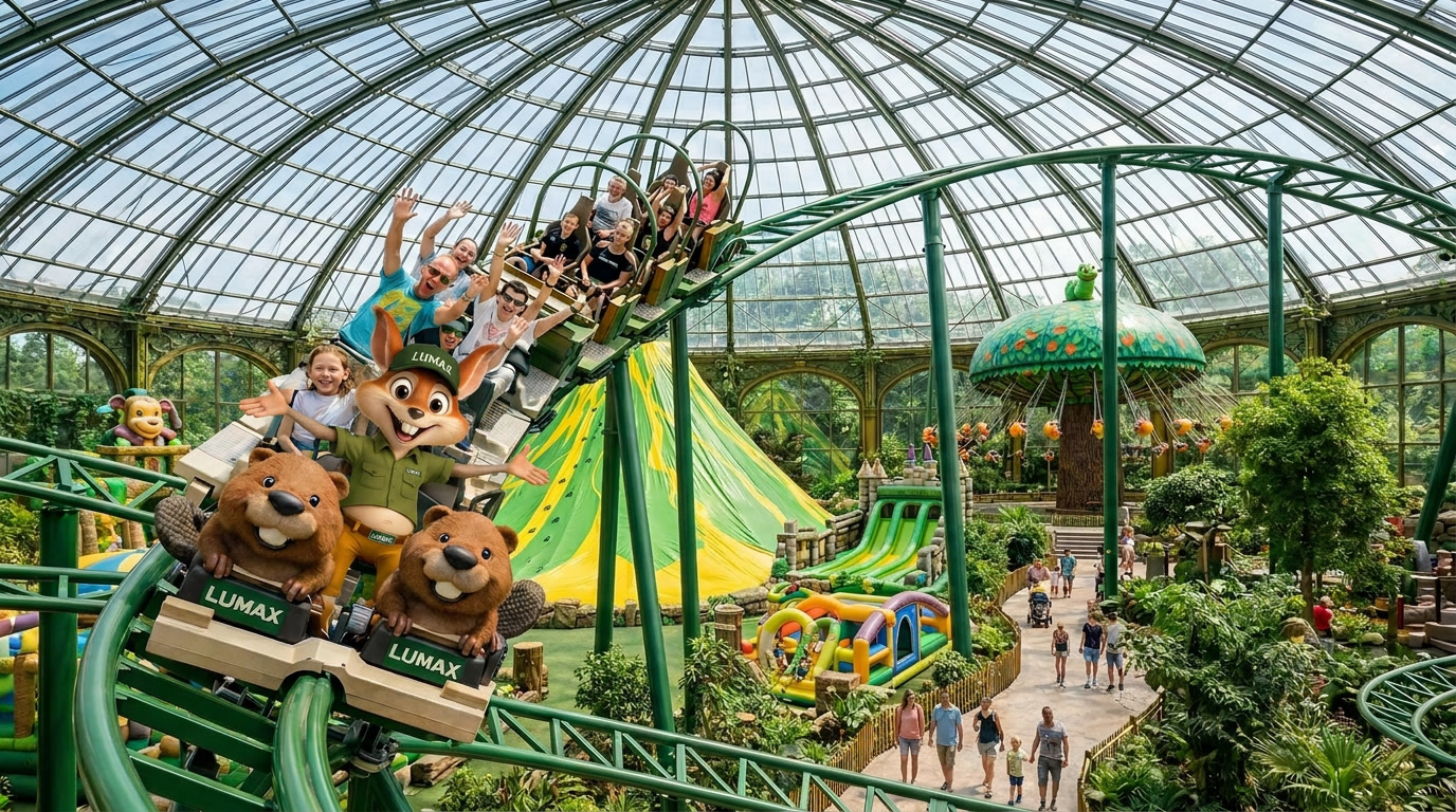 Lumax Spieleland Attraktionen – Achterbahn und Hüpfburgenland